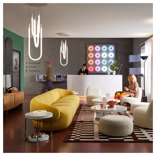 VARMBLIXT Llum de sostre+LED, regulador d'intensitat lluminosa intel·ligent/vidre blanc espectre blanc, 46 cm