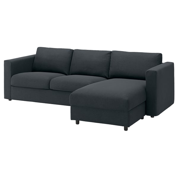 VIMLE Sofà de 3 places, amb chaise longue/Knäbäck antracita
