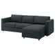 VIMLE Sofà de 3 places, amb chaise longue/Knäbäck antracita