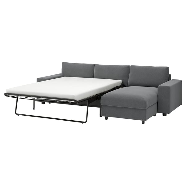 VIMLE Sofà llit 3 places+chaise longue, amb braços amples/Johanneshov gris fosc