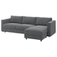 VIMLE Sofà llit 3 places+chaise longue, Johanneshov gris fosc