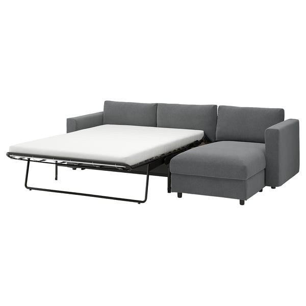 VIMLE Sofà llit 3 places+chaise longue, Johanneshov gris fosc