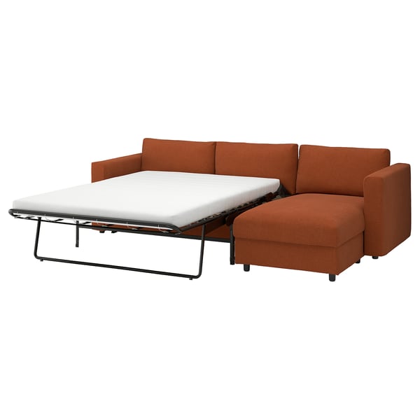 VIMLE Sofà llit 3 places+chaise longue, Mosshed vermell marronós