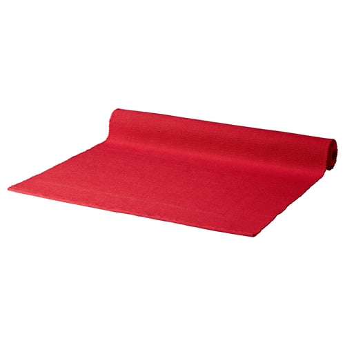 Camí de taula VINTERFINT vermell, fabricat en polièster reciclat i cotó, disseny rectangular llis.