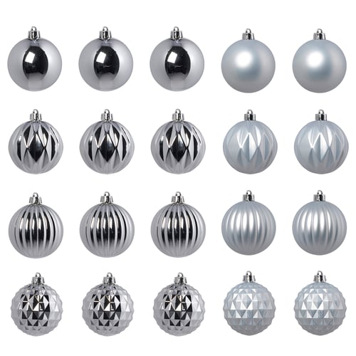 Conjunt d'ornaments de plata VINTERFINT: diverses formes, acabats metàl·lics, brillants.