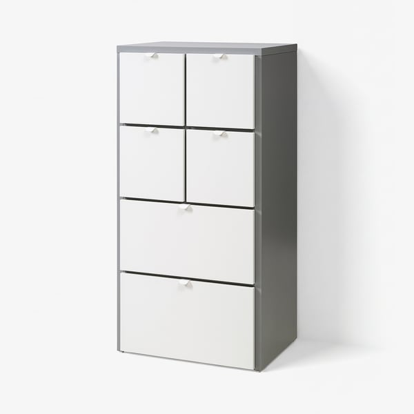 VISTHUS Calaixera de 6 calaixos, gris/blanc, 63x49x126 cm