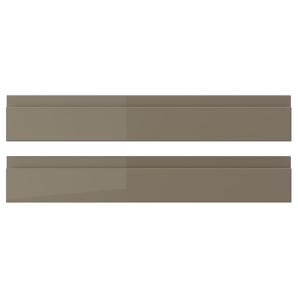 Frontals de calaixos VOXTORP, gris-marró fosc, acabat brillant, disseny modern, forma rectangular, superfície fàcil de netejar.