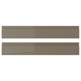 Frontals de calaixos VOXTORP, gris-marró fosc, acabat brillant, disseny modern, forma rectangular, superfície fàcil de netejar.