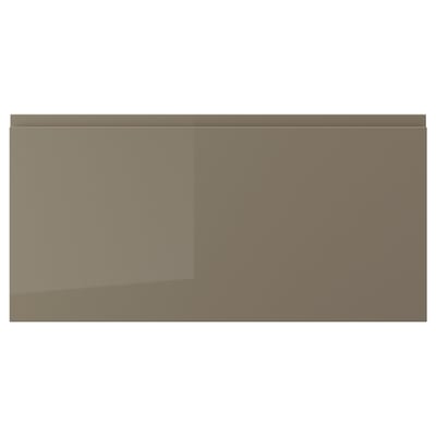 Frontal del calaix VOXTORP, gris-marró fosc, acabat brillant, forma rectangular, disseny elegant, fàcil de netejar.