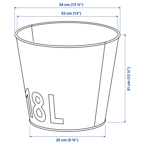 Illustration with measurements for the product: ÅKERBÄR.