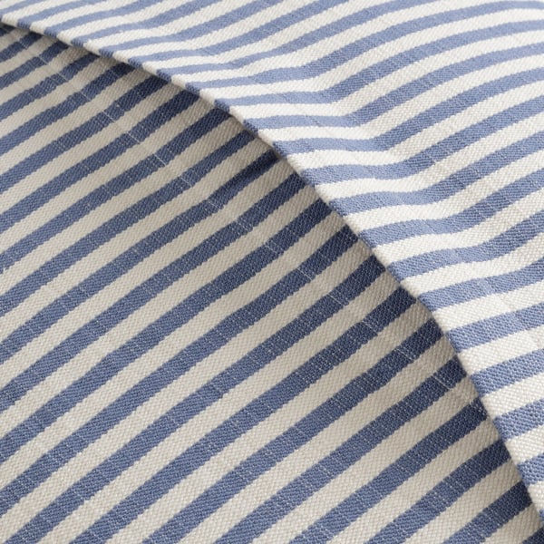 Striped cotton cushion cover with pleats, hand-embroidered.