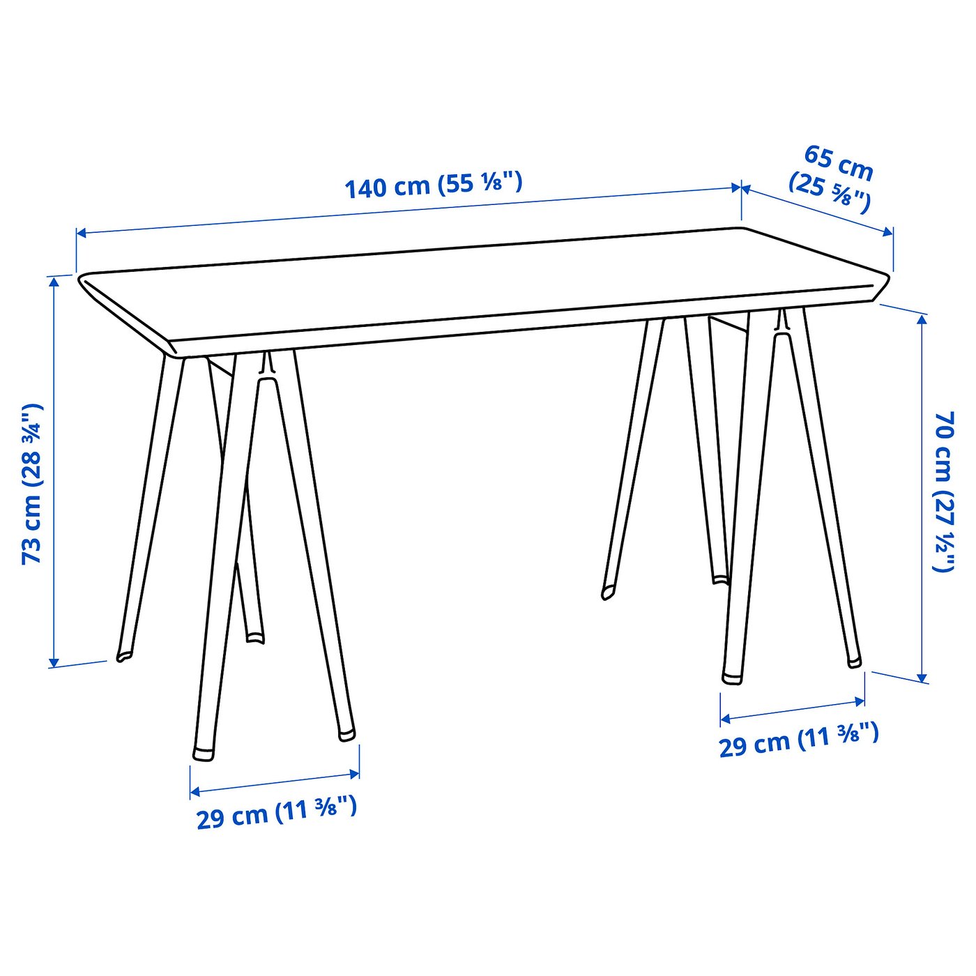 IKEAテーブル140×65 ANFALLARE / OLOV desk bamboo/black - IKEA