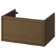 Option: Brown oak wall-mounted bathroom storage with handles