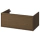 ÄNGSJÖN: brown oak wash-stand with drawer, minimalist design, wall-mount, integrated handles.