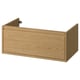 ÄNGSJÖN oak-brown wall-mounted bathroom cabinet with single drawer.