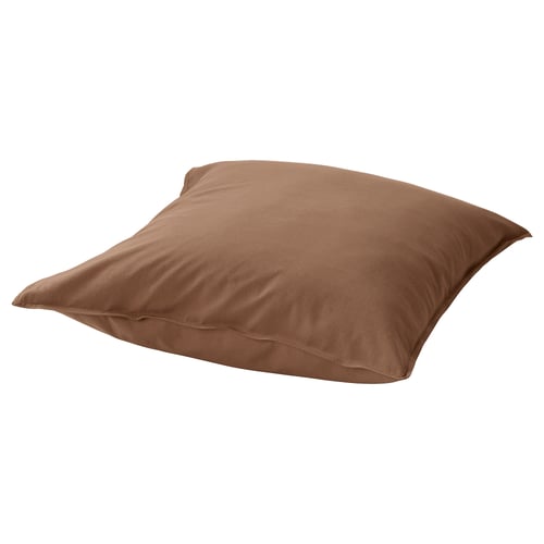 Brown rectangular pillowcase of pre-washed cotton. Simple, smooth design. Soft and comfy.
