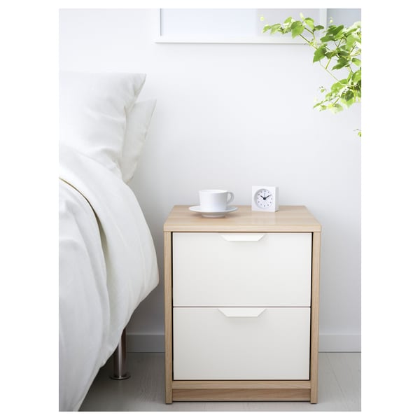 Askvoll Chest Of 2 Drawers White Stained Oak Effect White 41x48 Cm Ikea