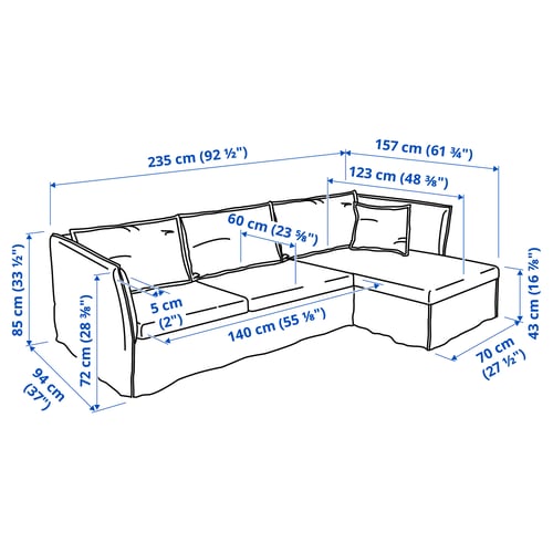 Illustration with measurements for the product: BACKSÄLEN.