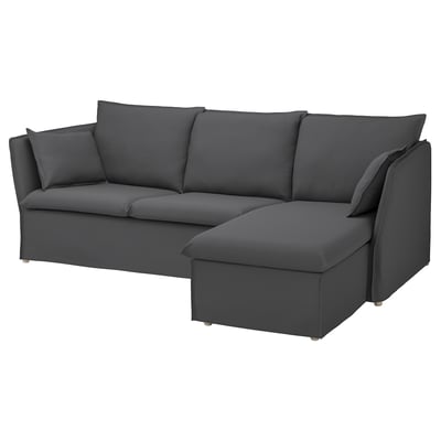 Modern gray l-shaped sofa, sleek and stylish design for corner placement.