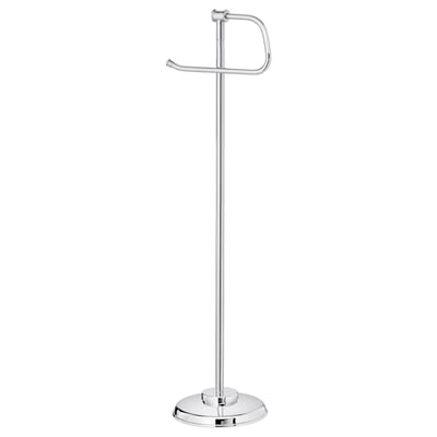 BALUNGEN chrome toilet paper holder: tall, sleek, stainless bar with hidden screws, round base, practical & stylish.