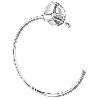 Chrome-plated stainless steel ring towel holder, wall-mounted, minimalist design, no visible screws.