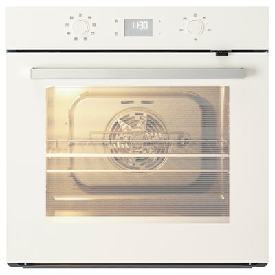 White BEJUBLAD oven with touch controls and digital display.