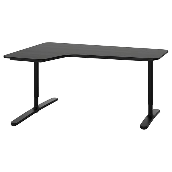 bekant corner desk left black stained ash veneer black ikea
