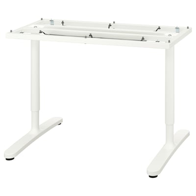 A BEKANT white desk with adjustable legs.