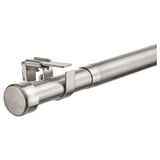 BEKRÄFTA silver curtain rod set, stainless steel, cylindrical shape, includes connectors and brackets.