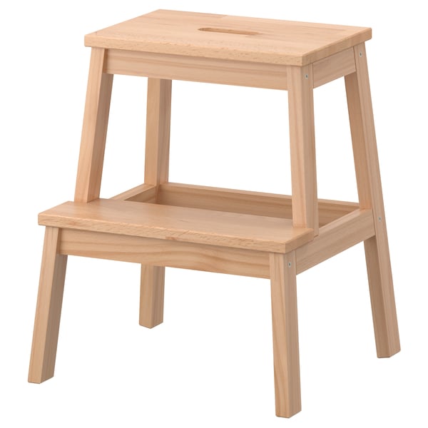 BEKVÄM step stool: light wood, two steps, simple design, sturdy.