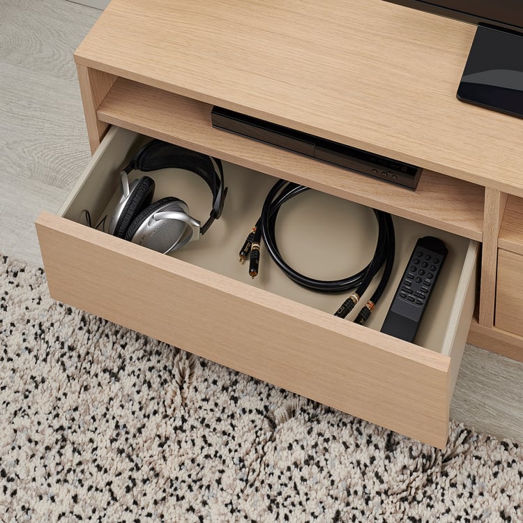 BENNO TV bench, white stained oak veneer, 120x39x42 cm IKEA Spain