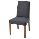 Modern chair, BERGMUND, grey fabric, wooden legs, high back, comfortable.
