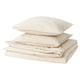 BERGPALM bedding set in beige stripe, soft cotton fabric, folded neatly for display, with classic, vintage design.