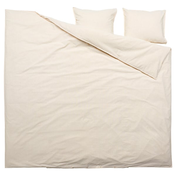 BERGPALM beige bedding set. Made of 100% cotton, classic yarn-dyed stripes.