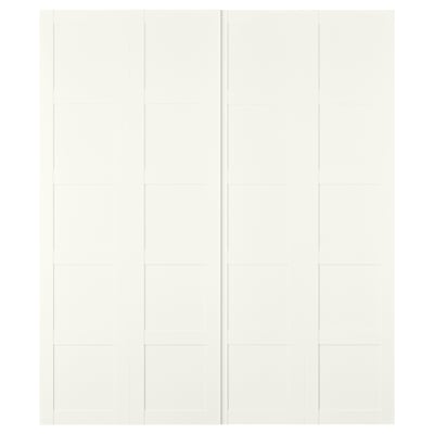 BERGSBO white sliding door, fiberboard & foil, modern square design, space-saving.
