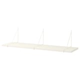 An empty white BERGSHULT wall shelf with sleek design and metal brackets.