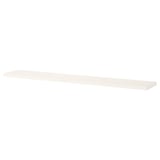 BERGSHULT white shelf has one bevelled, one smooth edge, paper foil, particleboard with plastic edging.