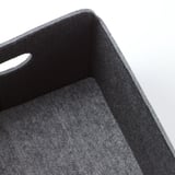 Soft close storage box handle.