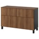 BESTÅ Storage combination w doors/drawers, black-brown/Lappviken/Stubbarp walnut effect, 120x42x75 cm