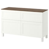 BESTÅ Storage combination w doors/drawers, white/Pipmakare white, 120x42x75 cm