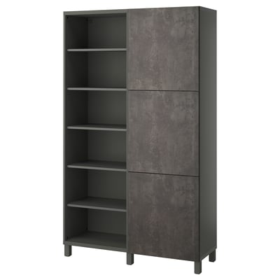 BESTÅ dark grey cabinet, mix shelves/doors, modern.