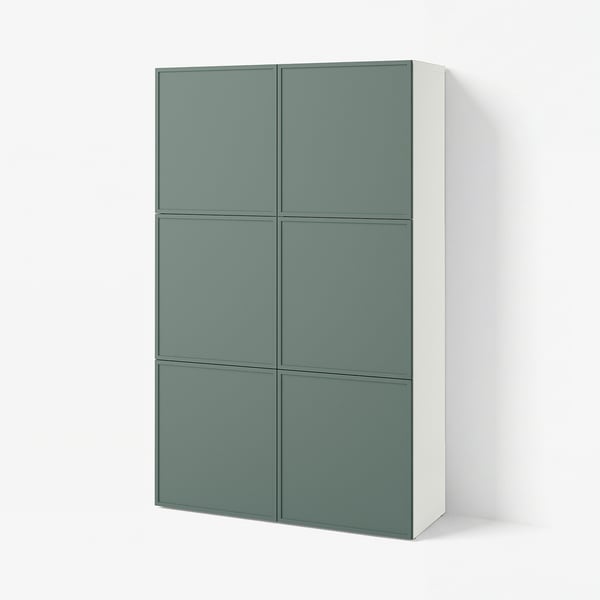 BESTÅ Storage combination with doors, white/Krukmakare dark grey-green, 120x42x193 cm