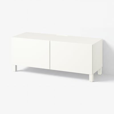 BESTÅ TV bench with doors, white/Lappviken/Stubbarp white, 120x42x48 cm
