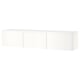 White BESTÅ tv bench, rectangular, wall-mounted, minimalist design.