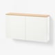 BESTÅ Wall-mounted cabinet combination, white Lappviken/oak veneer, 120x22x66 cm