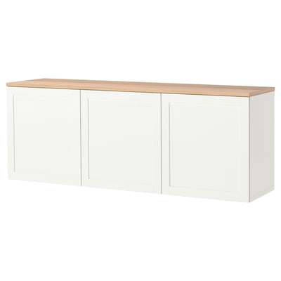 BESTÅ Wall-mounted cabinet combination, white/Pipmakare white, 180x42x66 cm