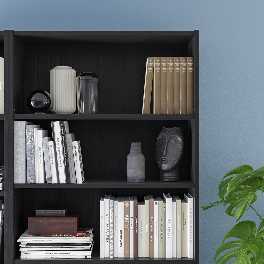 BILLY Bookcase combination/hght extension, blackbrown, 120x28x237 cm