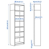 Illustration with measurements for the product: BILLY.