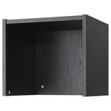 A black BILLY bookshelf extension. Its made of particleboard and paper foil, with a rectangular shape and smooth design.