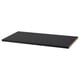 A BILLY black shelf, rectangular with smooth edges, made of particleboard and paper foil.